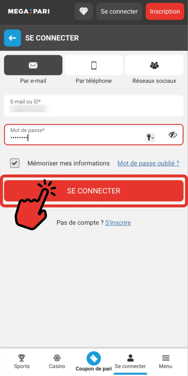 Ouvrez l’application et connectez‑vous.
