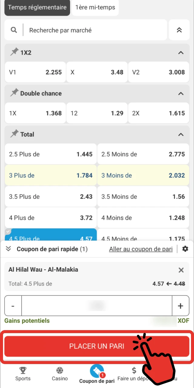 Attendez le résultat, retirez vos gains ou continuez.