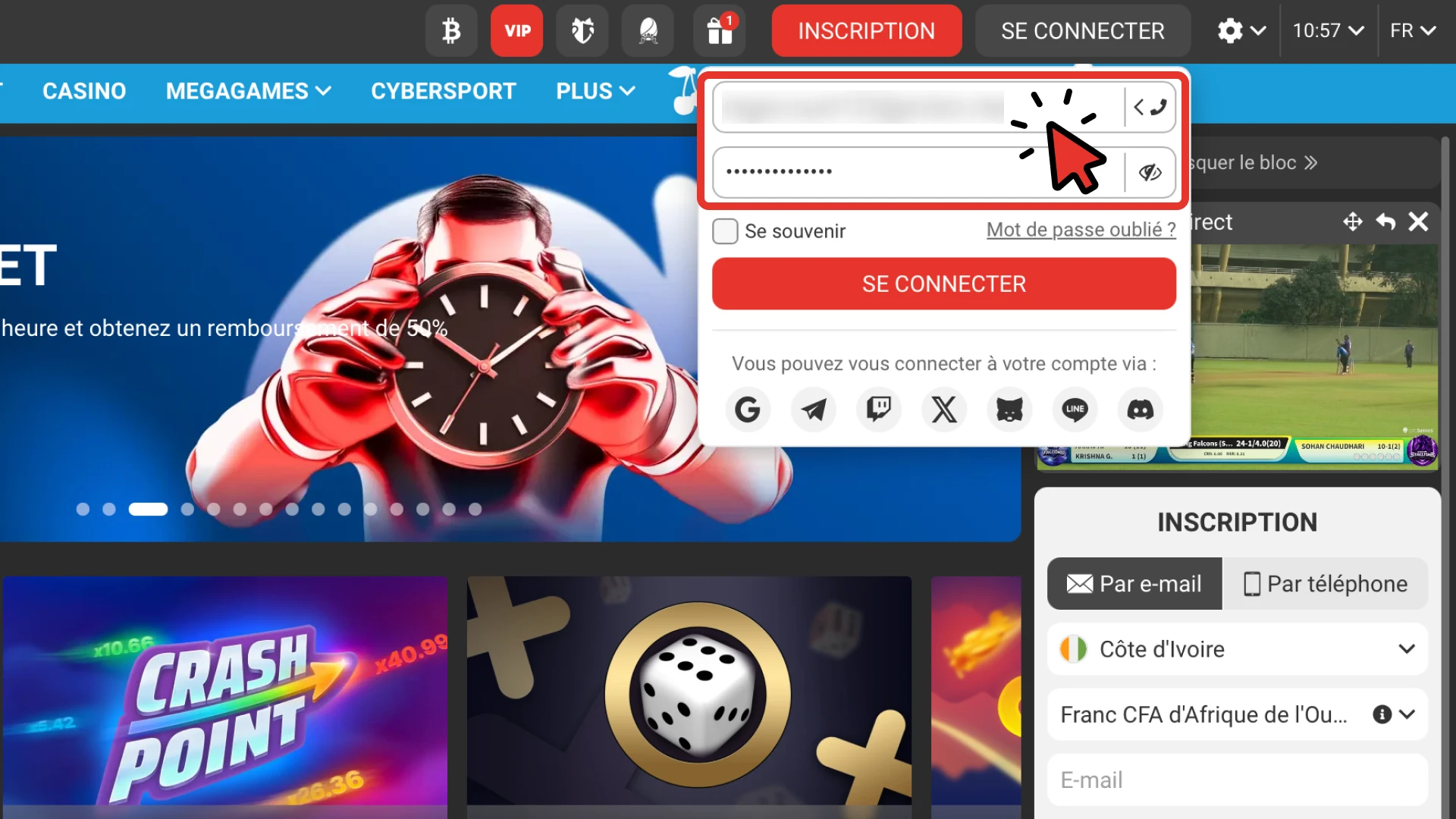 Saisis ton email — entre ton mot de passe.