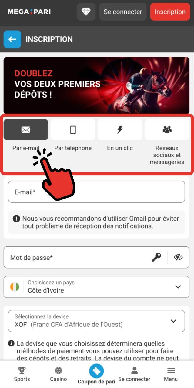 Sélectionner la méthode